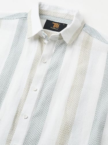 Exclusive Stripes Half Sleeve Crochet Stripes Shirt for Men